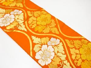 立涌に牡丹模様織り出し袋帯